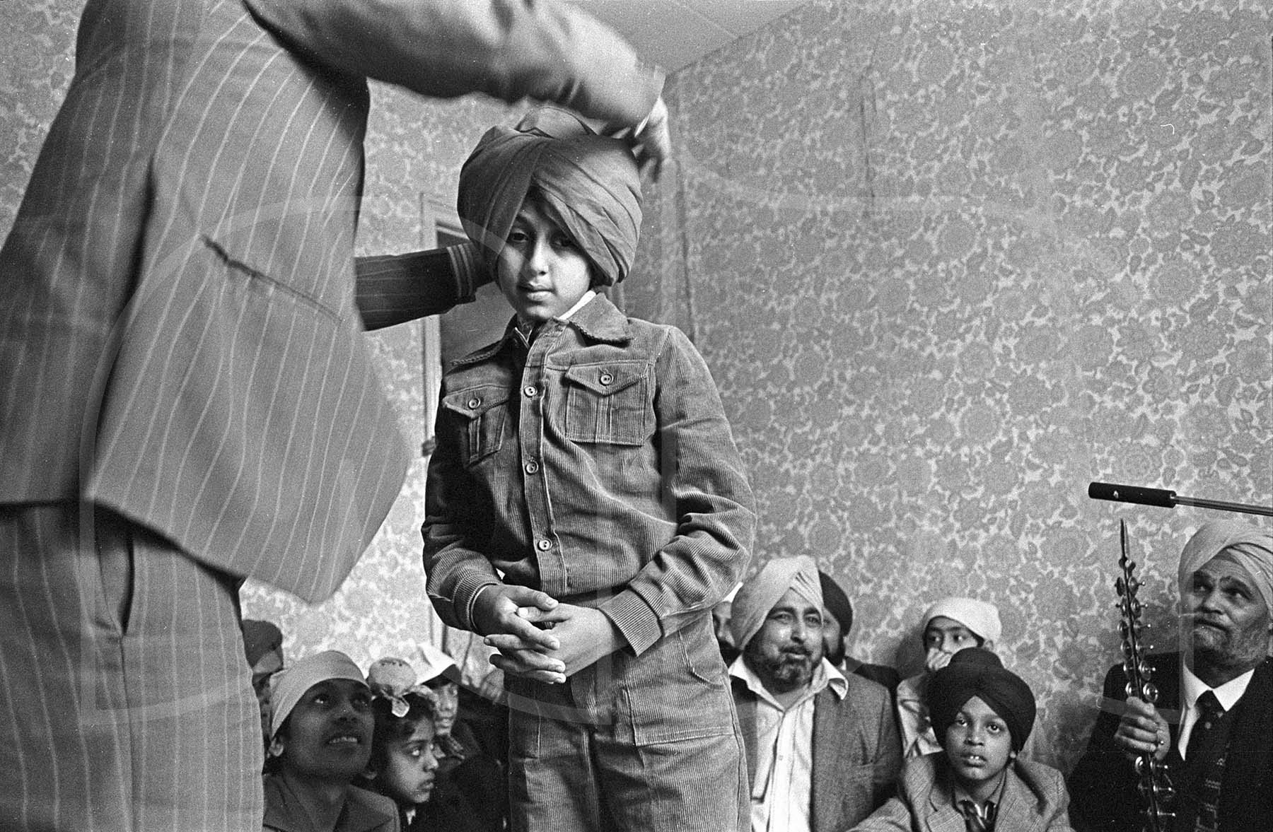 Turbanning ceremony for a Sikh boy Wolverhampton  (1976)