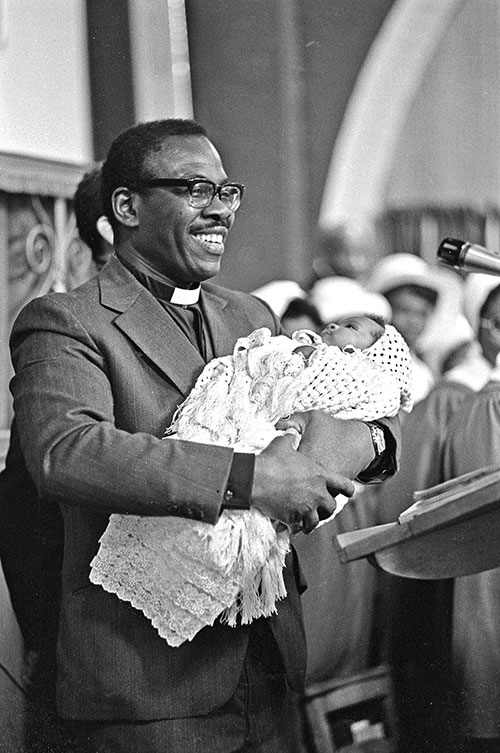 Dedicating a baby, New Testament church of God Wolverhampton  (1976)
