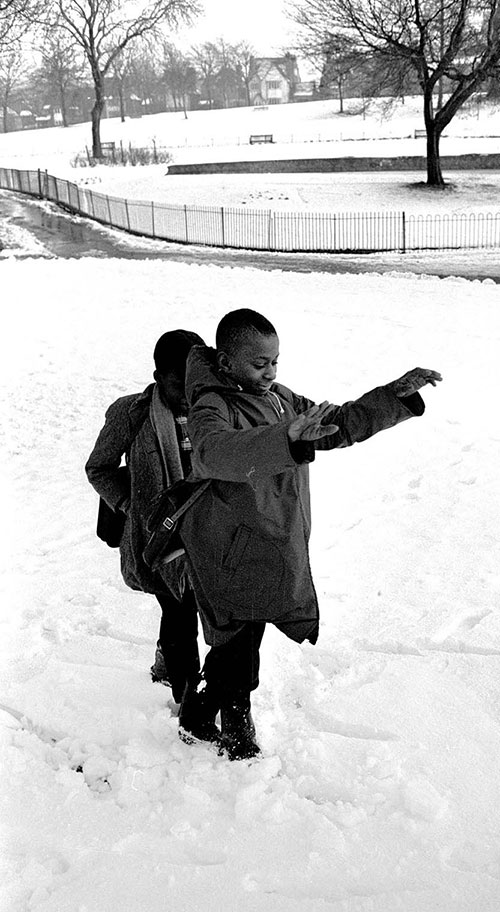 Children leaving school and playing in the snow, Handsworth,Birmingham  (1966)