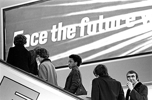 On an escalator, Bull Ring Birmingham  (1975)