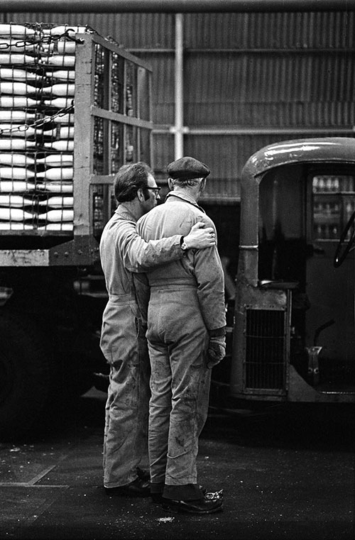 Dairy workmates in the loading bay Wolverhampton  (1977)