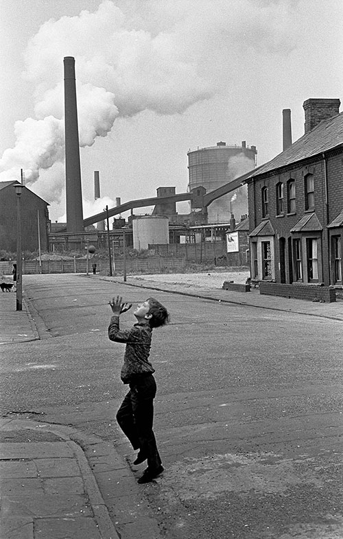 Playing catch in a street in Splott, Cardiff  (1972)