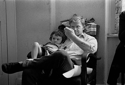 Father and son, homeless hostel Southwark London  (1971)