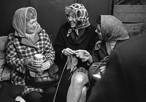 A knitting circle in the picket room,Norton motorcycles, Wolverhampton  (1976)