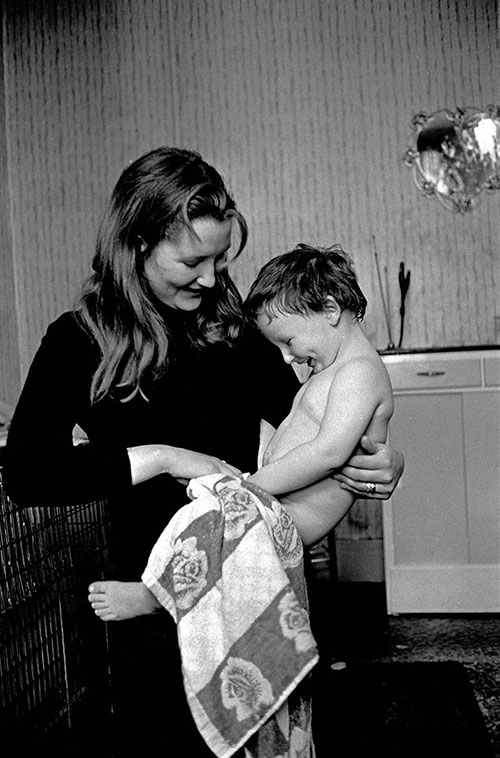 Greta giving her little boy a bath,  Ladywood Birmingham  (1968)