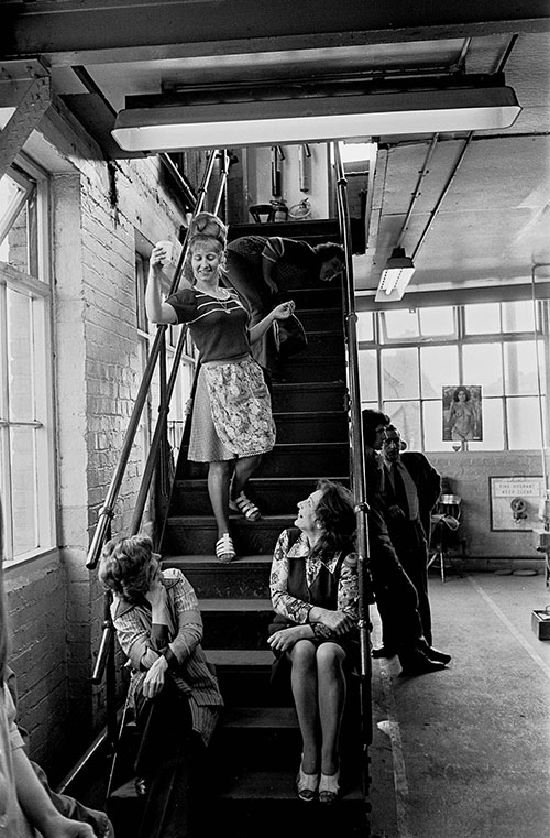 Barbara on her tea break at Josiah Parkes lock factory Willenhall  (1976)