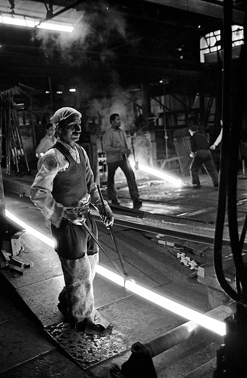 Rolling steel at Birchley hand rolling mills, Oldbury  (1976)