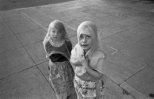 Girls playing at first communion, Glasgow  (1970)