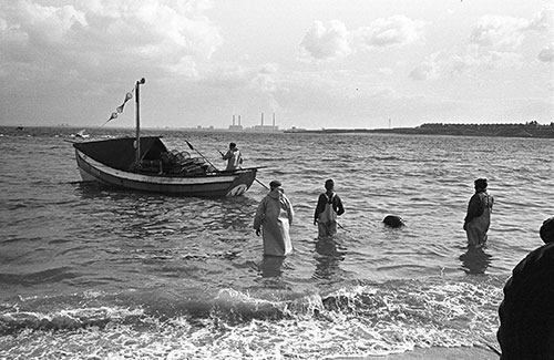 Bringing in a coble, Newbiggin, Northumberland  (1979)