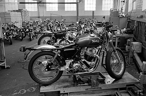 Unfinished motorcycles awaiting bodywork 3, Nortons Wolverhampton  (1976)