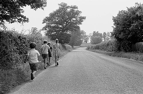 Walking home from school, Wichenford Worcs  (1969)