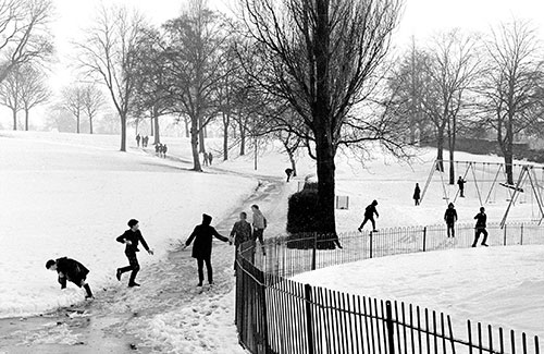Children leaving school and playing in the snow ,Handsworth,Birmingham  (1966)