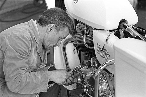 Finishing off a Norton Interpol a police motorbike, Wolverhampton  (1976)