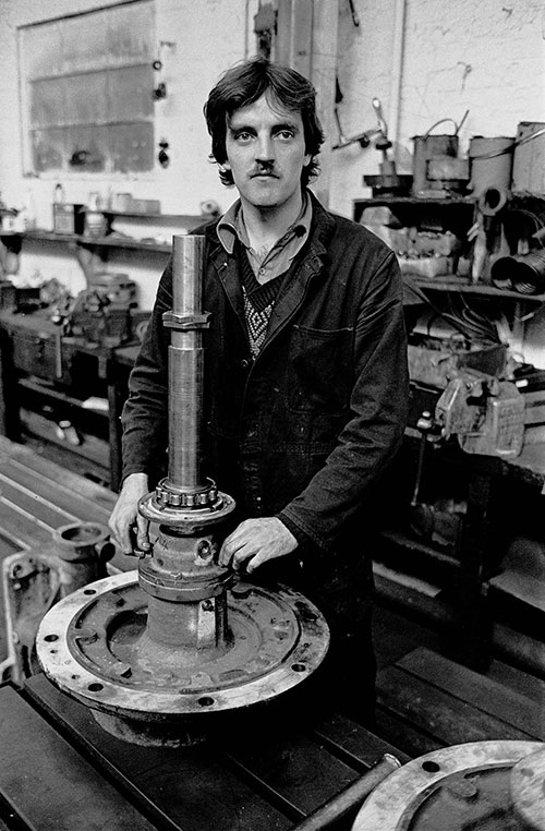 A fitter at Lee Howl's pump factory, Tipton  (1978)