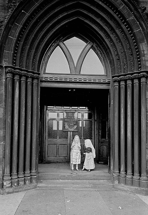 Girls playing at first communion, Glasgow  (1970)