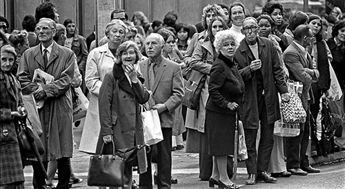 Leaving work Oxford Street, London  (1974)