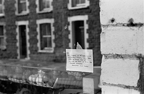 Funeral notice in a window in Cymmer Afan, S Wales  (1969)