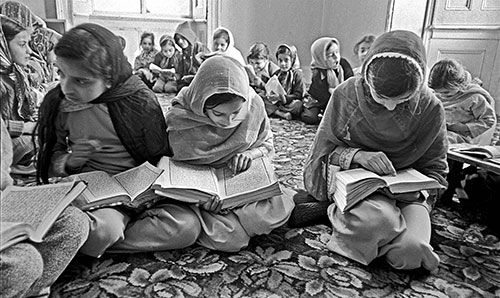 Children reading from the Koran, Mosque Wolverhampton  (1976)