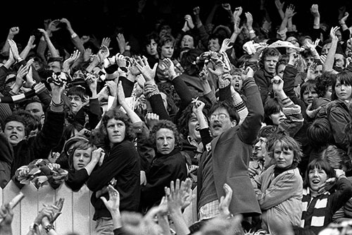 Football supporters, Highbury, N London  (1975)