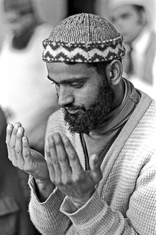 Praying at the mosque Wolverhampton  (1976)