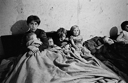 Overcrowded bedroom , Moss Side Manchester  (1969)