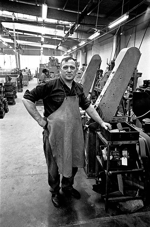 Buffing machine operative, Josiah Parkes lock factory Willenhall  (1976)