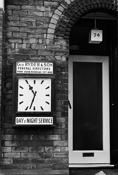 Exterior of an undertakers, Manchester  (1969)