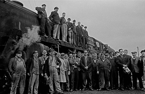 Railwaymen on the last day of steam at the Oxley engine sheds, Wolverhampton  (1967)