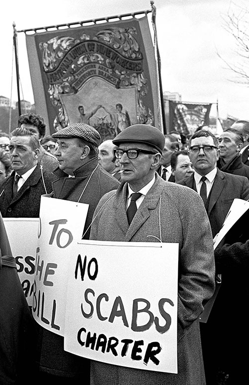 Miners at TUC demonstration, Hyde Park London,  (1974)