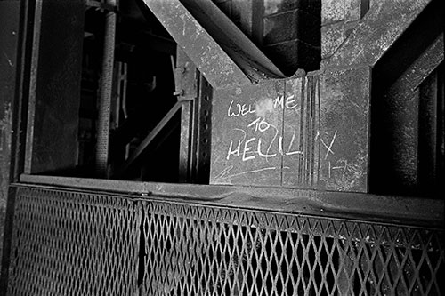 Sign by the steel furnaces, British Steel, Bilston  (1977)