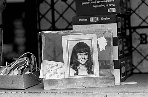 Personal effects and union card at the workplace, woman lockworker, Josiah Parkes Willenhall  (1976)