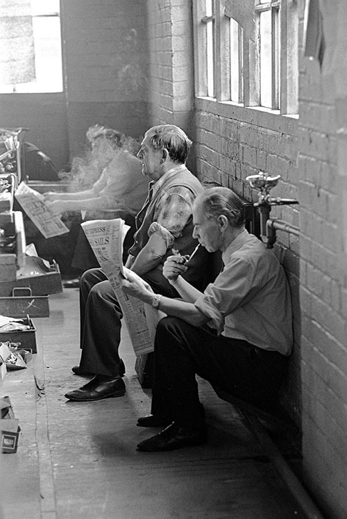 Teabreak in the lock workshop, Josiah Parkes, Willenhall  (1976)