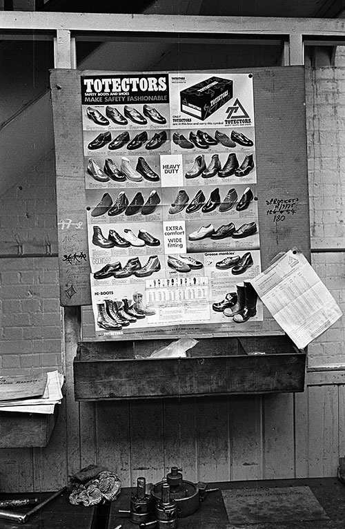 Advertising poster for factory footwear, Norton motorcycles Wolverhampton  (1976)