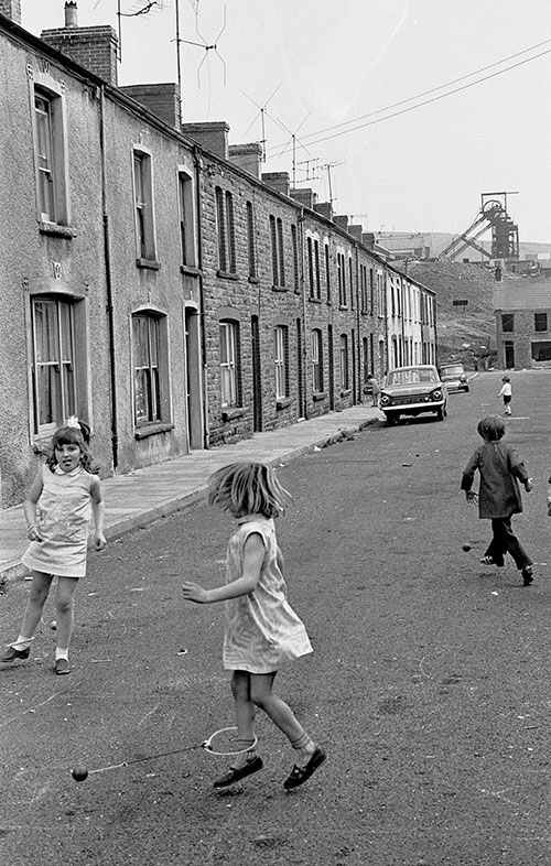 Miners children play in a street Maesteg, S Wales  (1969)