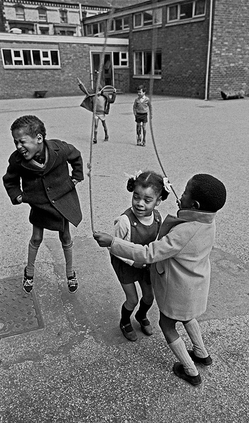Skipping in a Liverpool school playground  (1969)