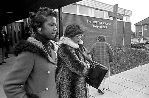 Leaving service at Baptist church Wolverhampton  (1976)