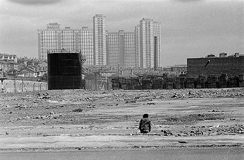 Wasteland loking towards the Red Road flats, Glasgow  (1971)