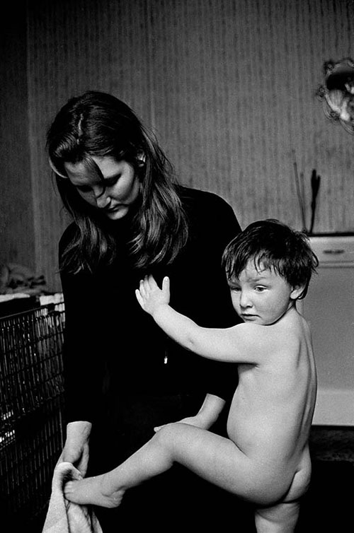 Greta giving her little boy a bath,  Ladywood Birmingham  (1968)