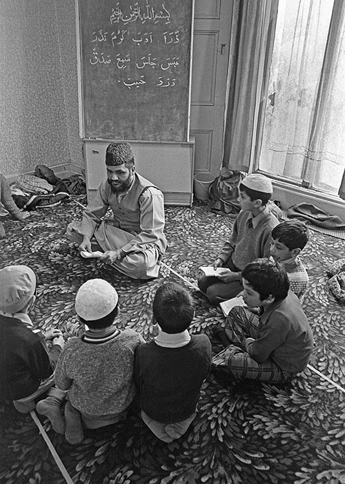 Boys learning the Koran Mosque Wolverhampton  (1976)