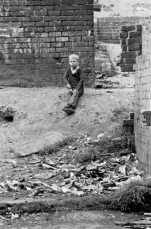 Young boy in a Glasgow tenement courtyard  (1971)