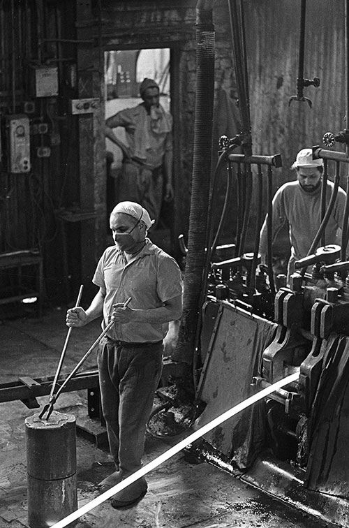 Rolling steel at Birchley hand rolling mills, Oldbury  (1976)