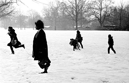 Children leaving school and playing in the snow,Handsworth,Birmingham  (1966)