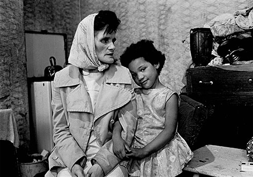 Mrs C and her daughter iving in a Liverpool slum,  (1969)