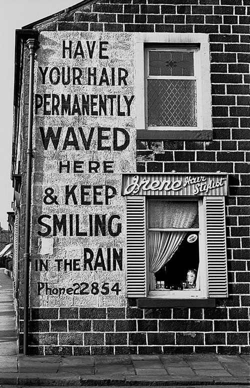 Hairdresser's painted sign Burnley  (1969)