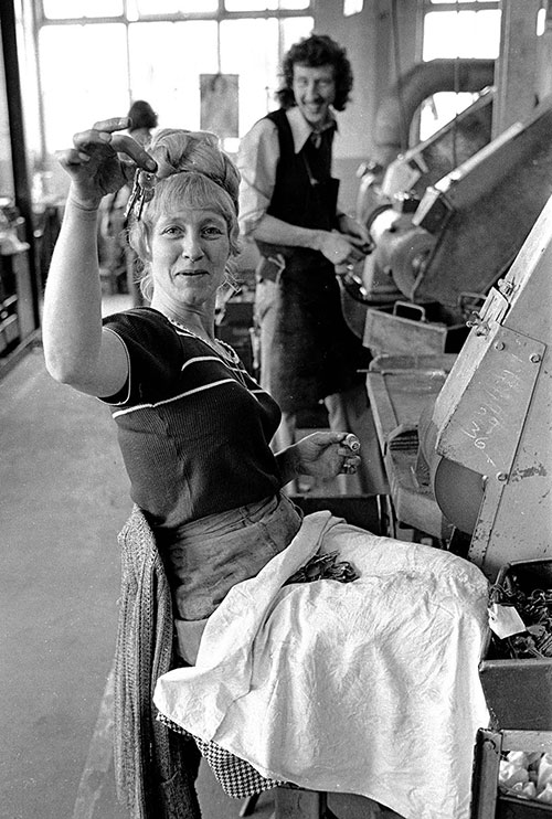 Barbara with a set of keys, Josiah Parkes lock factory, Willenhall  (1976)