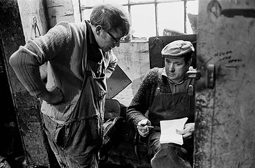 Two brothers discuss work in the mould workshop, Lee Howl pump factory Tipton  (1978)