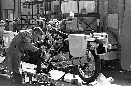 Finishing off a Norton Interpol a police motorbike, Wolverhampton  (1976)