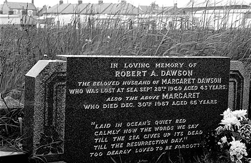 Gravestone Newbiggin fisherman's church, Northumberland  (1979)